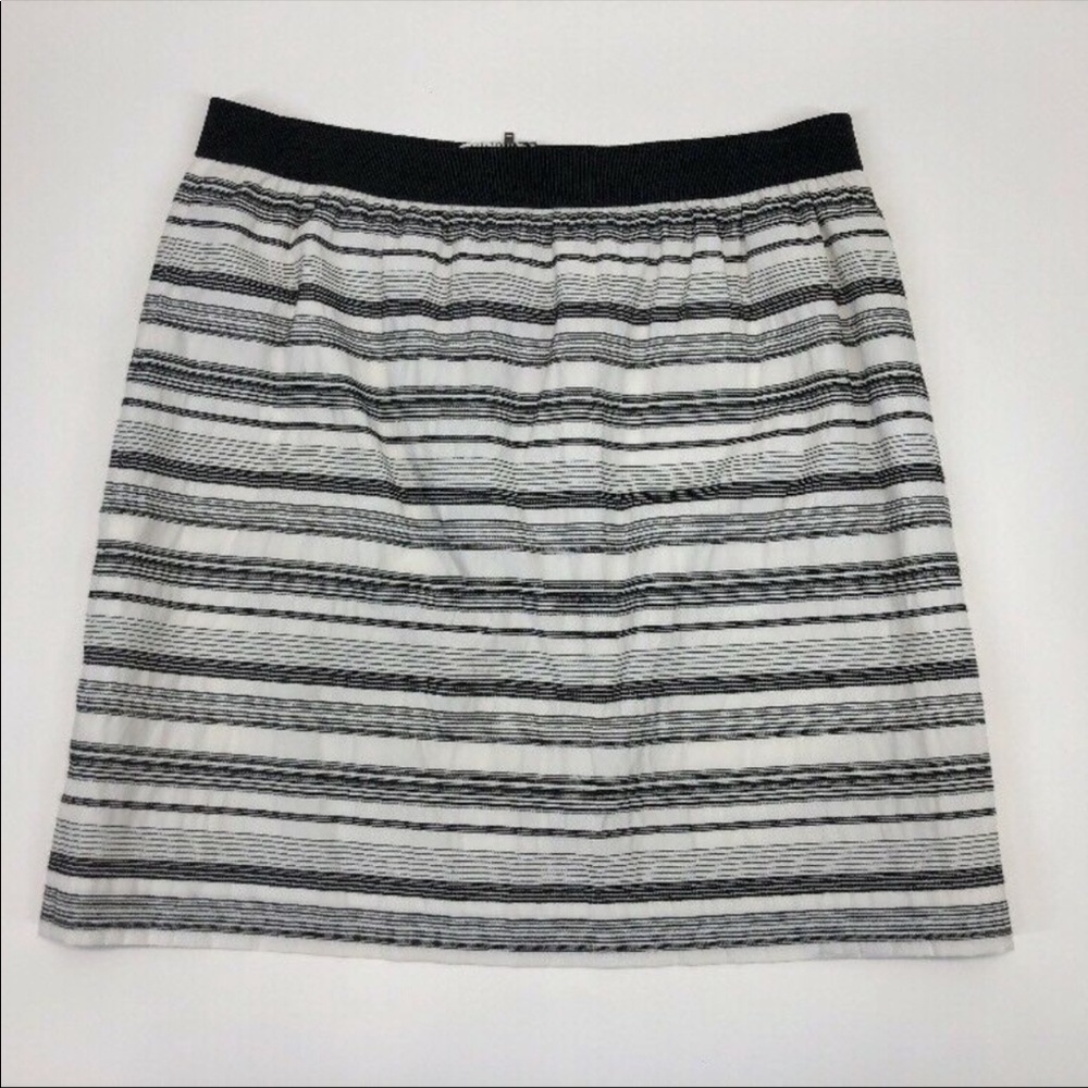 Loft Black and Off White Striped Skirt, Size 8
